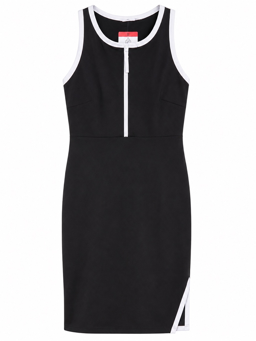Black Sleeveless Sheath Dress with White Trim